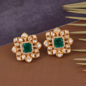 Emerald Stud Earrings – 18K Gold (1.20 Carat each)